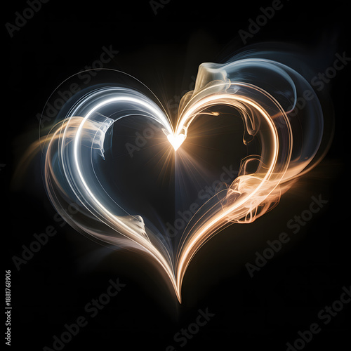 Wallpaper Mural Glowing Heart Made of Light on Black Background Torontodigital.ca