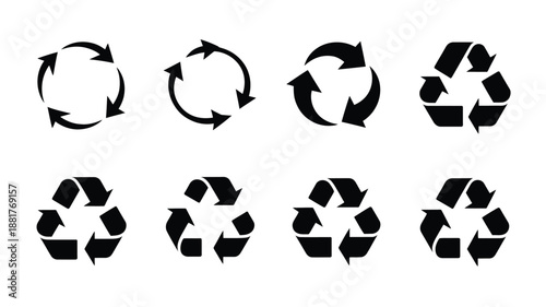 Black recycling symbols white arrows