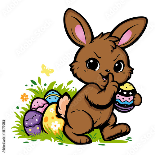 frecher Osterhase versteckt Ostereier Icon 