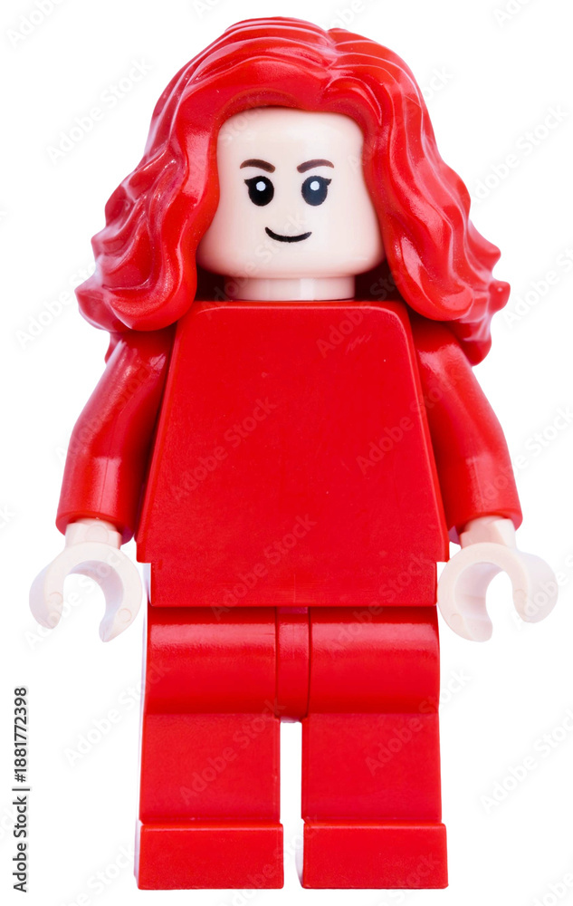 Obraz premium Dortmund - Deutschland 19. Januar 2026 - Lego Minifigure Frau mit roten langen Haaren