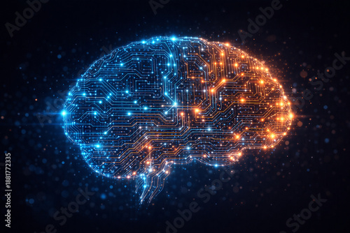 Artificial Intelligence Brain with Digital Data Connections