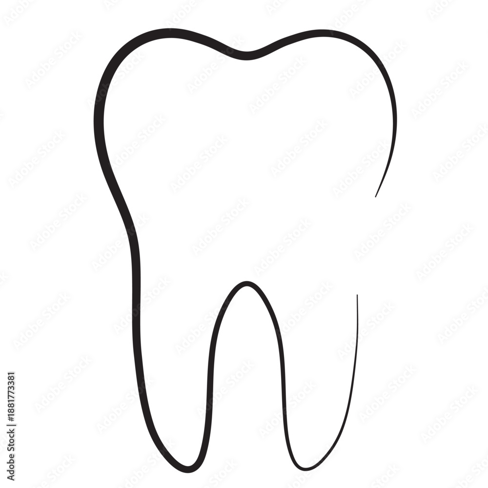 Obraz premium Minimalist Black Tooth Outline Icon for Dental Health Concepts