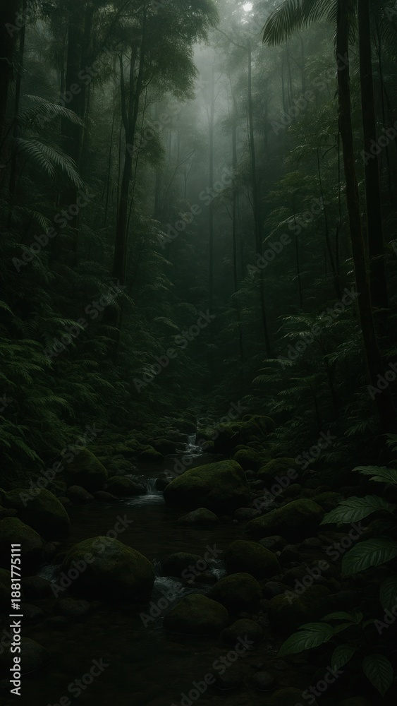 Obraz premium Lush forest serene tranquility mobile wallpaper