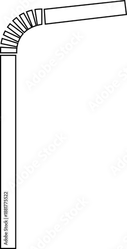 Drinking straw icon in trendy black line style. Beverage sip tube symbol, plastic bendable reusable accessory sign, vector illustration for bar cafe drink design isolated on transparent background.