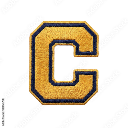 Close-up of a capital letter C with a unique design. symbolizing the captain of an American football team