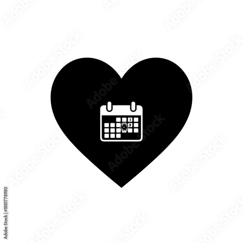 Heart Shape with Calendar Icon Inside.
