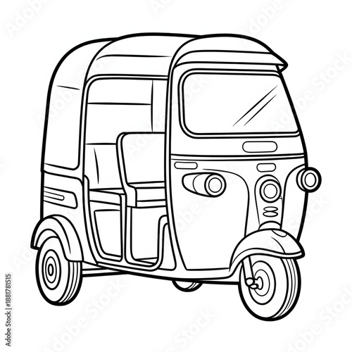 A auto rickshaw illustration vector style coloring page 