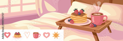 Romantic morning breakfast with sun rays – Suitable for wellness blogs, home decor, or romantic guides.