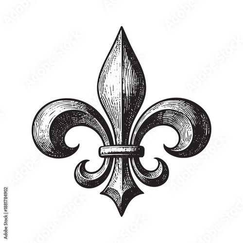 fleur de lys Vector Black and White Illustration
