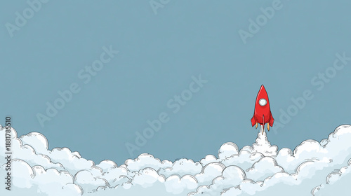 Cartoon Rakete startet und hebt ab