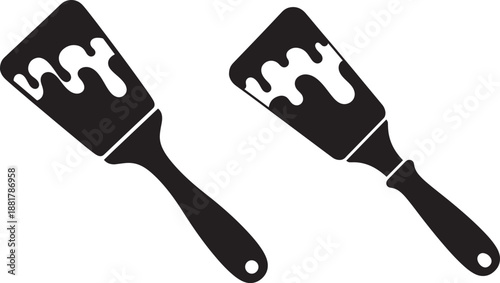 Kitchen spatula silhouette with paint dripping icon