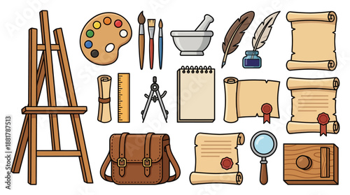 Artistic Tools and Accessories Collection Display.