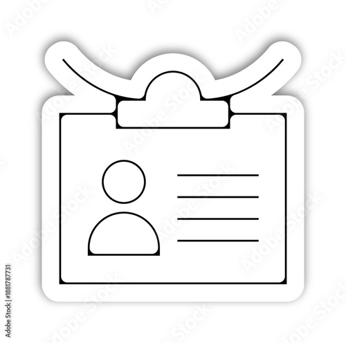 Icône de badge d'identification professionnel avec cordon, carte d'accès et identité, style flat vectoriel