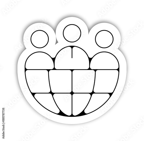 Icône d'équipe internationale et globe mondial, collaboration globale et diversité, style flat vectoriel