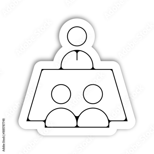 Icône de réunion de direction, manager et équipe autour d'une table, style flat vectoriel