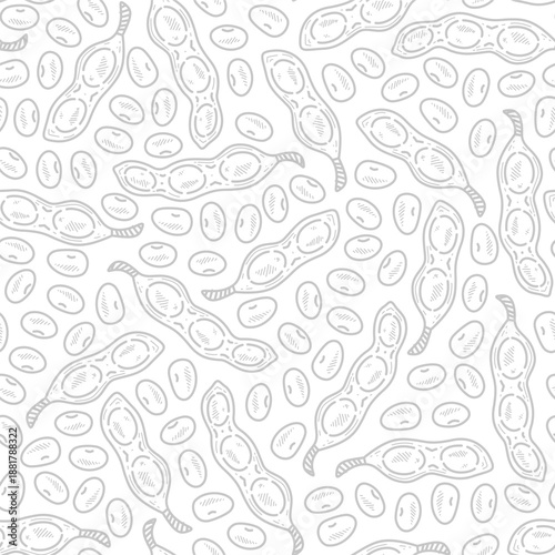 doodle edamame pattern background. green soybeans or peas pattern background. Soybean seamless pattern background. edamame seamless pattern background.