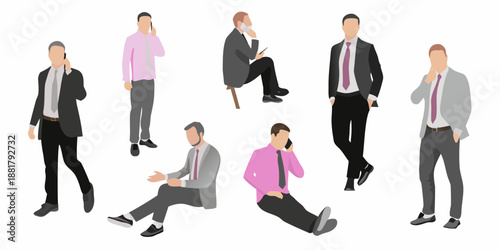 Diverse group of men in business attire communicating and relaxing indoors