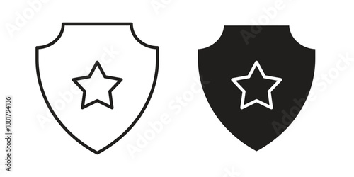Police badge icons. Line Illustration Vector Template. Clipart concept illustration