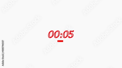 red Digital Countdown Timer Displaying 10 Seconds on White Background.