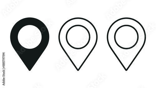 Free Download Black and white map pin showing filled outline and line styles location marker - GFXLoad
