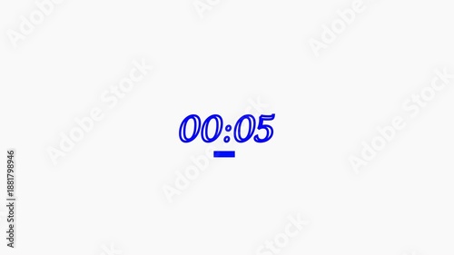 blue Digital Countdown Timer Displaying 10 Seconds on White Background.