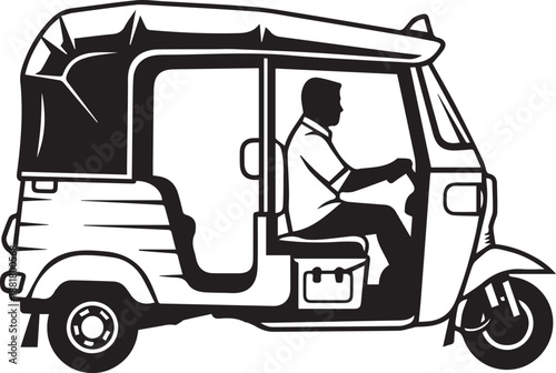 Tuk-tuk or Auto Rickshaw Vector Illustration