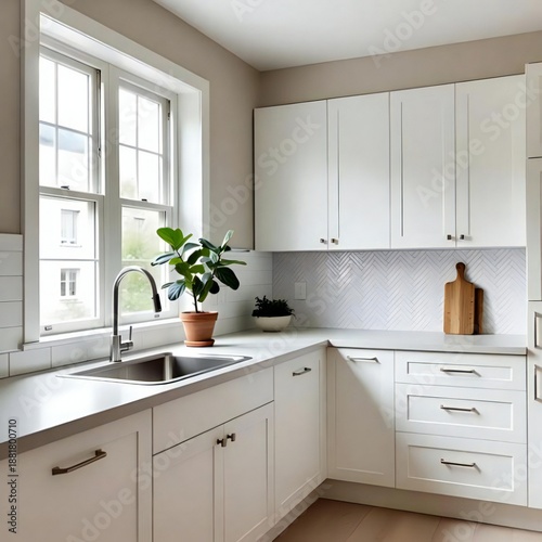 Luxury classical kitchen interior with gold ornaments, marble island, and crystal chandelier.