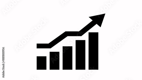 Graph showing increasing trend isolated on white background