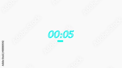 Cyan Digital Countdown Timer Displaying 10 Seconds on White Background.