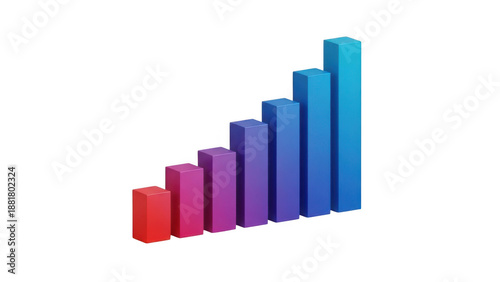 Free Download Colorful 3d bar graph rising steadily isolated on transparent background - GFXLoad