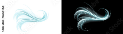 Tableau sur toile PNG image of Dynamic collection of light blue icy wind swooshes incorporating gl