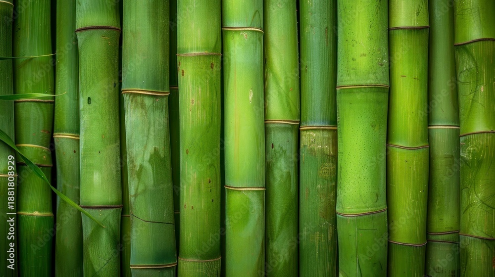 Obraz premium Bamboo Stems Closeup Green Natural Background.