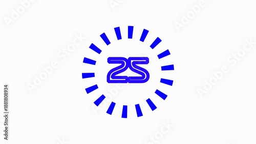 Blue Circular Countdown Timer with 30 Seconds on White Background.