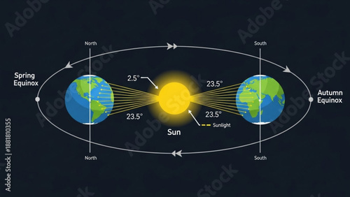 Earths Axial Tilt and Orbit Around the Sun during Solstices and Equinoxes