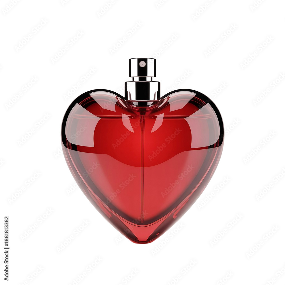 Obraz premium Red heart-shaped perfume bottle