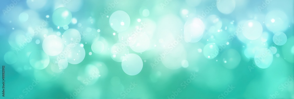 Obraz premium Soft blue and green bokeh background with light circles and gradients