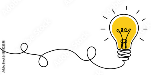 Light Bulb continuous one line drawing. Single line vector illustration with editable stroke. Idea concept