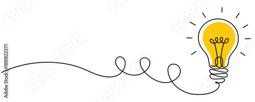 Light Bulb continuous one line drawing. Single line vector illustration with editable stroke. Idea concept
