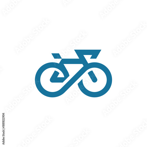 Stylized infinity symbol seamlessly forms a bicycle, representing endurance, freedom, and the ongoing journey of cycling