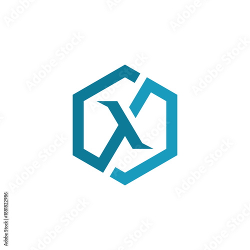 Free Download Abstract geometric letter X logo in a sleek blue hexagon, symbolizing innovation, modern technology, and professional digital branding - GFXLoad