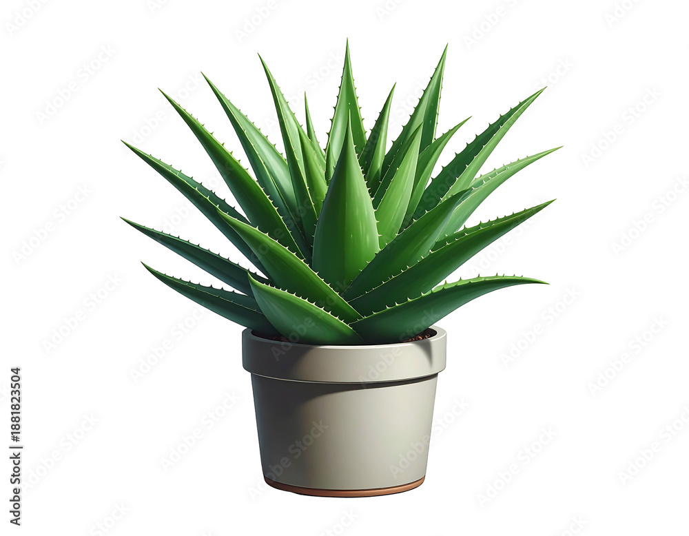 Fototapeta premium Lush green succulent plant with thick, fleshy leaves in a simple ceramic pot