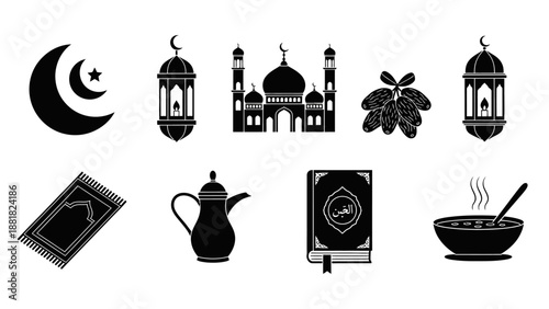 Islamic Symbols and Objects Collection Silhouette.