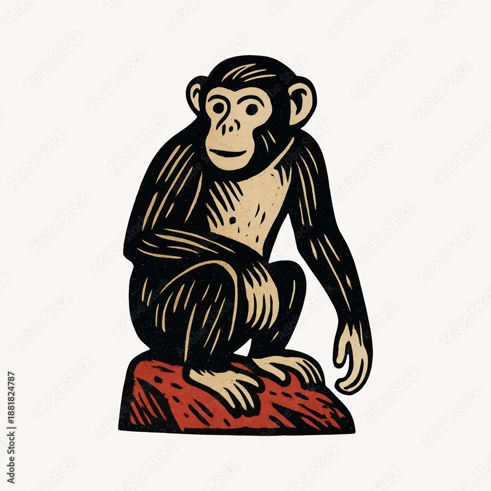 Fototapeta premium Vintage monkey illustration art