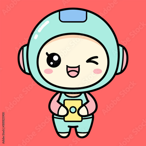 Cute astronaut character, isolated on transparent background