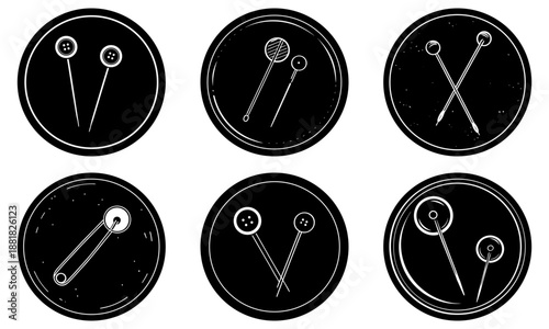 Six Different Types of Sewing Pins and Needles on White Background sewing tools crafting