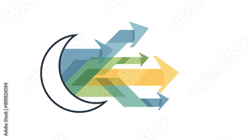 Free Download Abstract crescent moon and colorful arrows symbolizing change and direction, Generative AI. - GFXLoad
