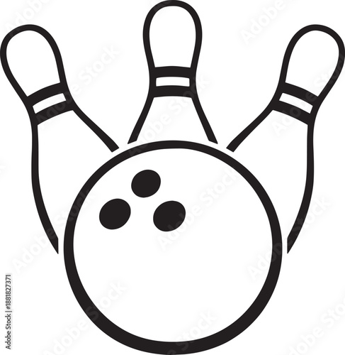Bowling Ball And Pins Vector Icon