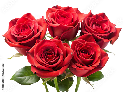 Bouquet of six red roses on black background flowers
