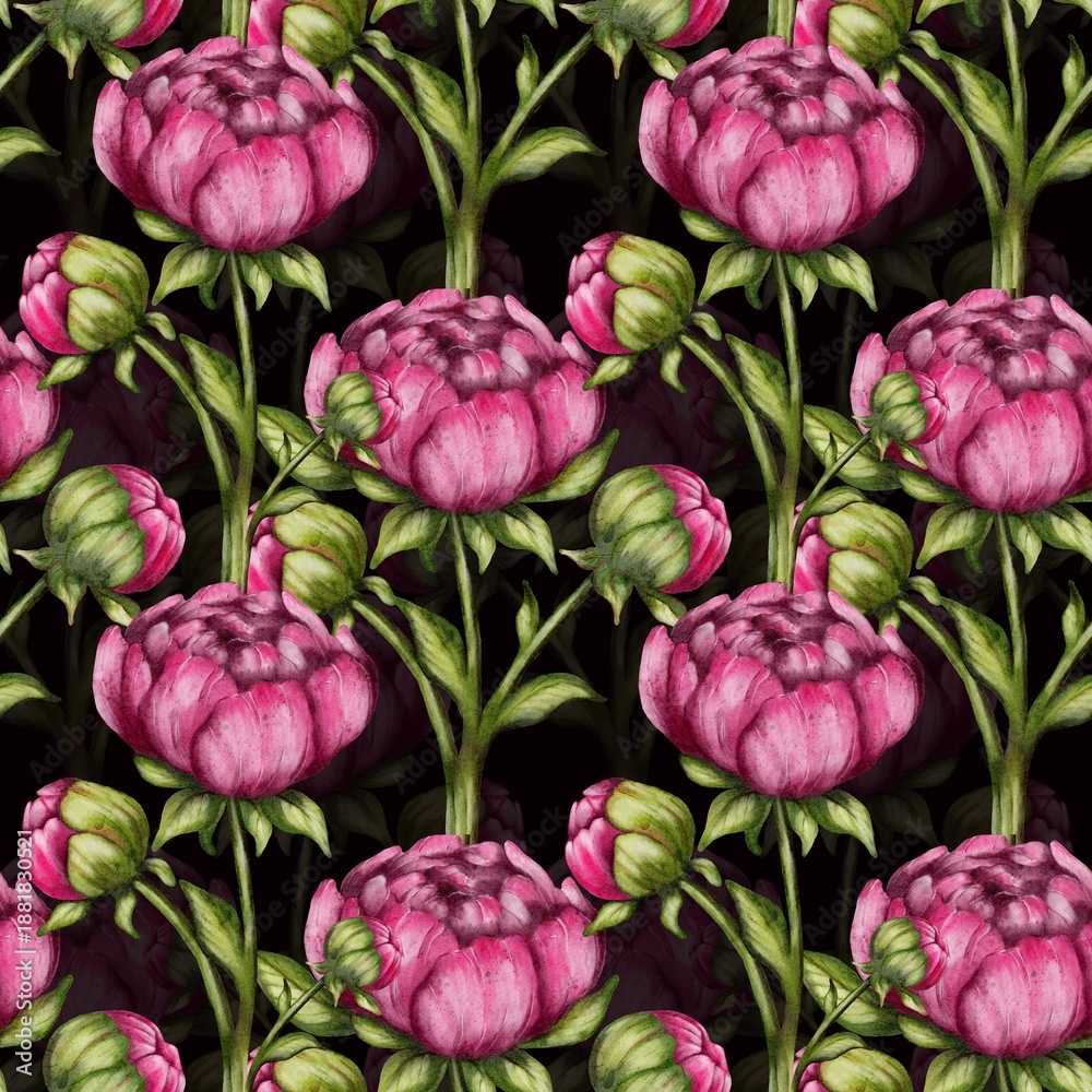 Fototapeta premium Watercolor floral pattern for wrapping paper and textile design with a seamless look