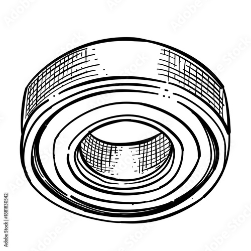 Steel Ball Bearing Mechanical Part Hand Drawn Vector Sketch Illustration